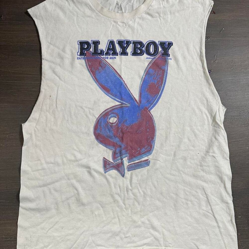Playboy Men's White and Cream Vest